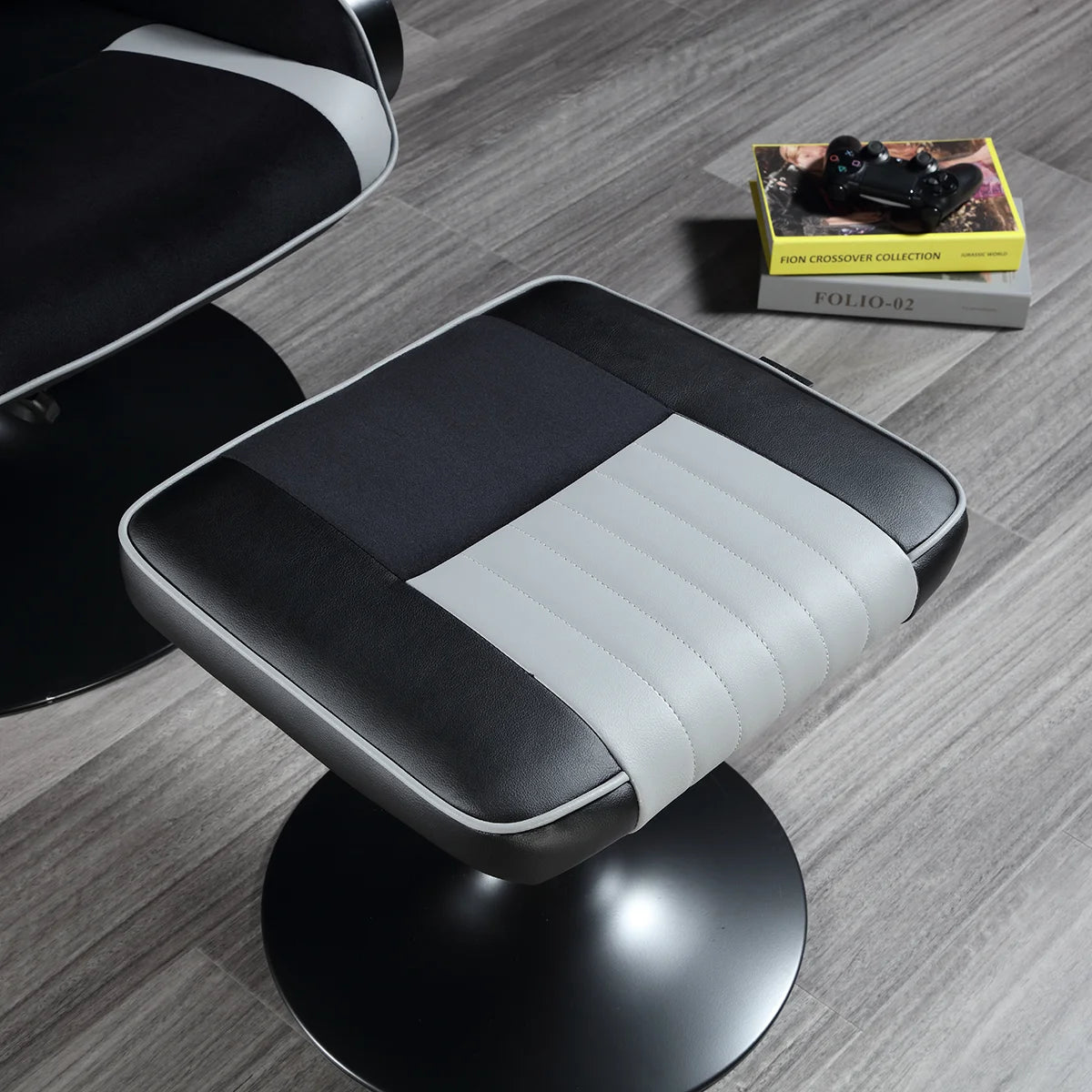 Milano Pedestal Gaming Chair with Footrest, Black/Gray