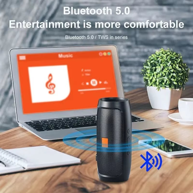 Portable Wireless Subwoofer Bluetooth Speaker with Outdoor Stereo Surround Sound, FM Radio, and TF Card Support