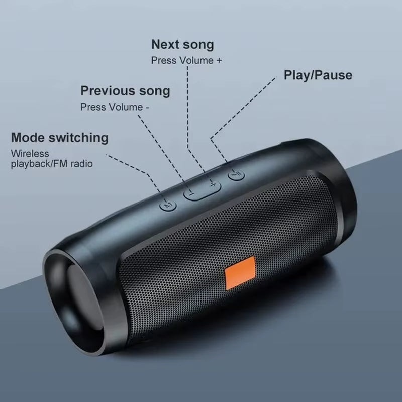 Portable Wireless Subwoofer Bluetooth Speaker with Outdoor Stereo Surround Sound, FM Radio, and TF Card Support