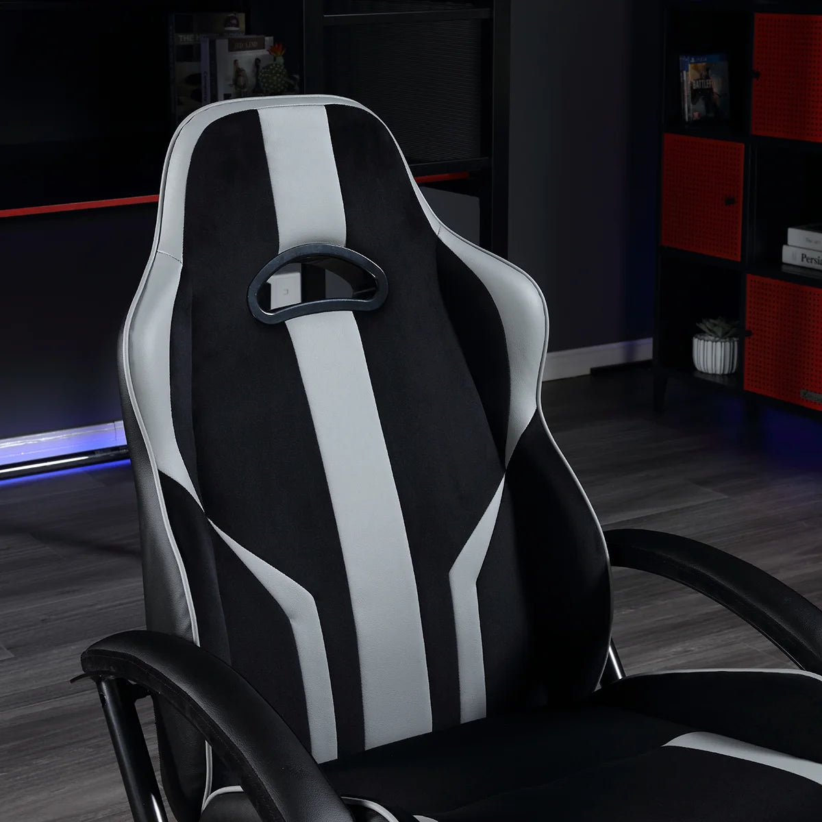 Milano Pedestal Gaming Chair with Footrest, Black/Gray
