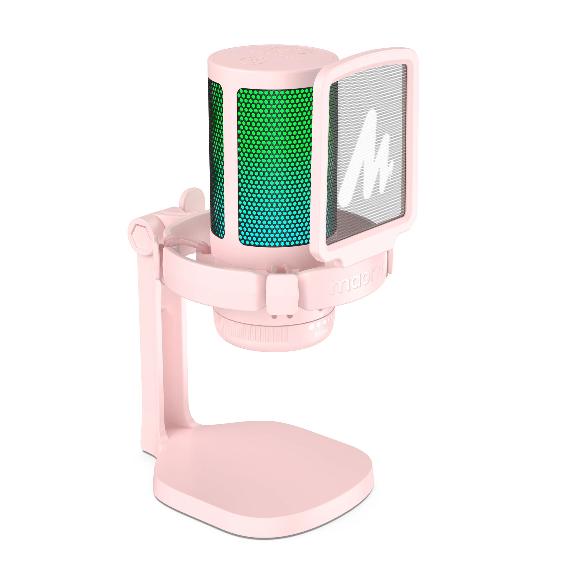 DGM20 RGB USB Gaming Condenser Microphone with Noise Reduction Software, Adjustable Gain, and One-Key Mute Function