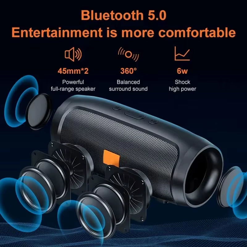 Portable Wireless Subwoofer Bluetooth Speaker with Outdoor Stereo Surround Sound, FM Radio, and TF Card Support