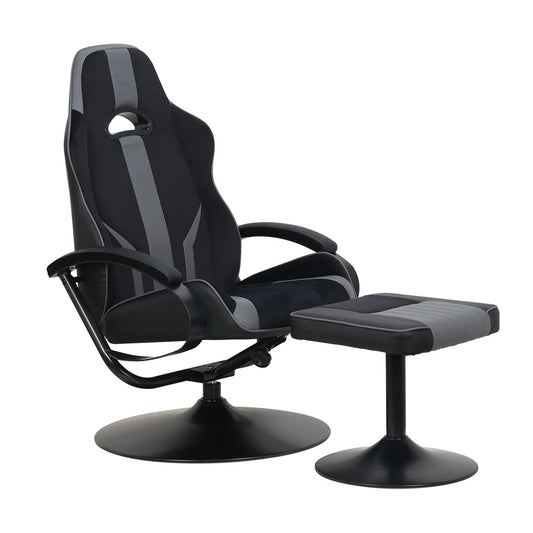Milano Pedestal Gaming Chair with Footrest, Black/Gray